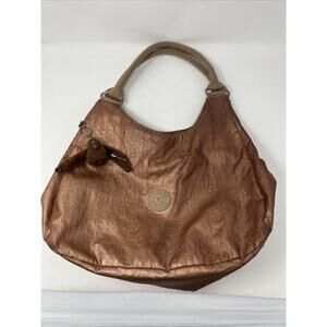 Kipling Multi-Compartment Brushed Copper Hobo Bag With Monkey